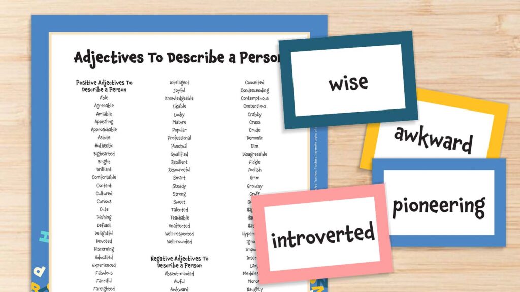 Adjectives to Describe a Person Word List Feature