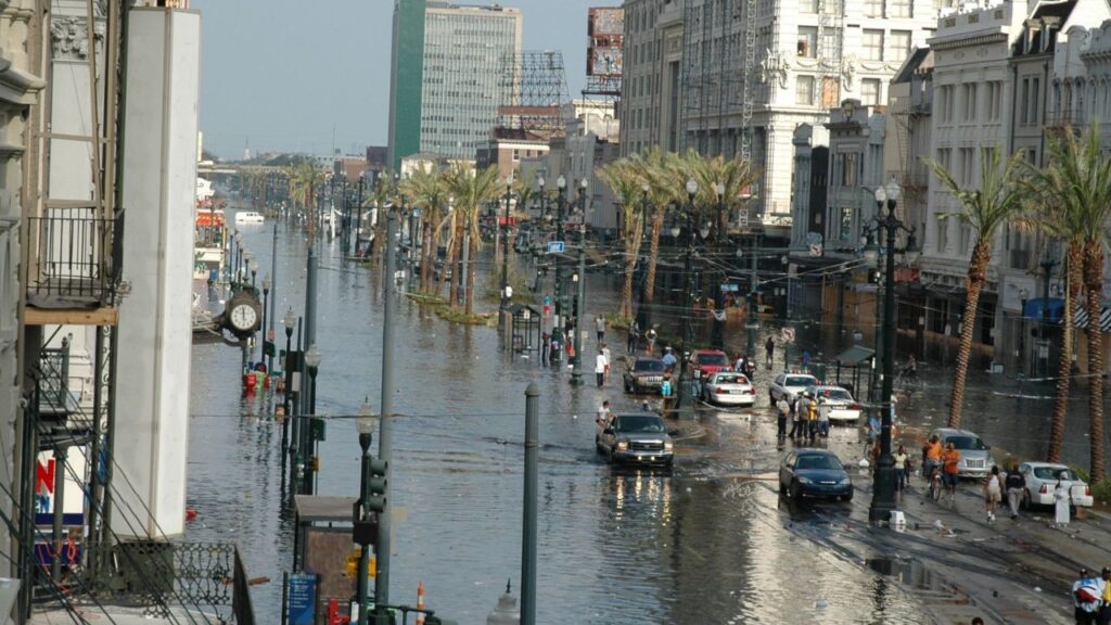 Damage in the French Quarter after Hurricane Katrina. Image Getty 1